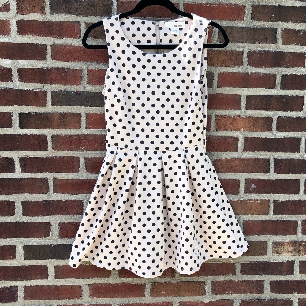 Grey and tan polka dot skater dress